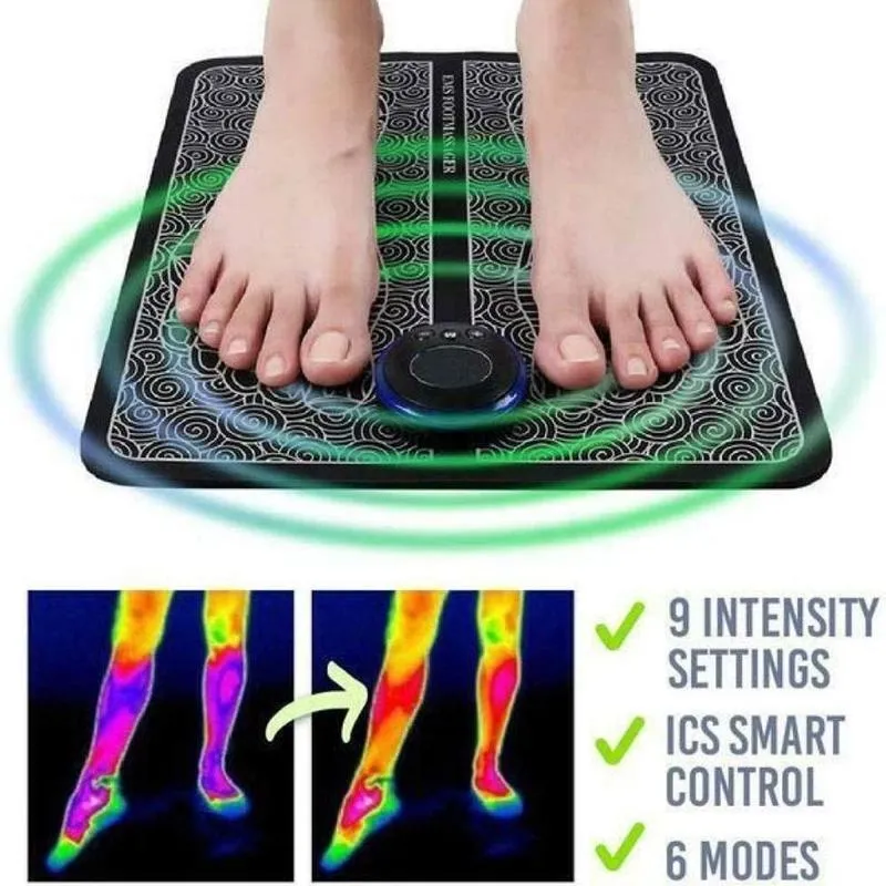 Electric EMS Foot Massager Pad Feet Muscle Stimulator Leg Reshaping Massage Mat Relieve Ache Pain Health Care Drop Resistance Bands