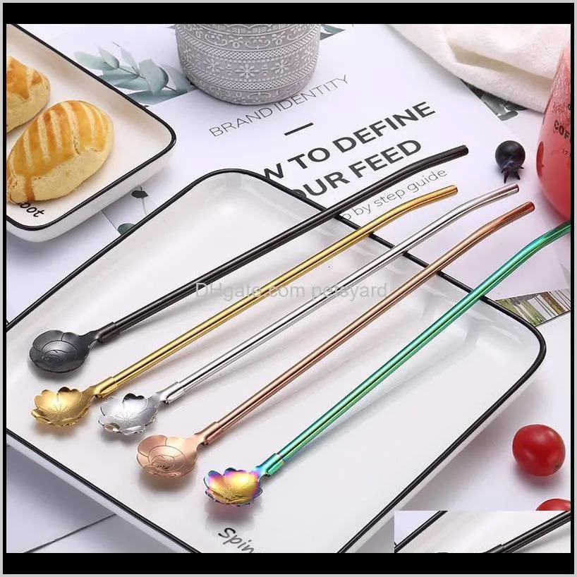 new helical straw spoon 304 stainless steel flower mixing spoon coffee spoon teaspoon for wedding party drinking straw metal 111 k2