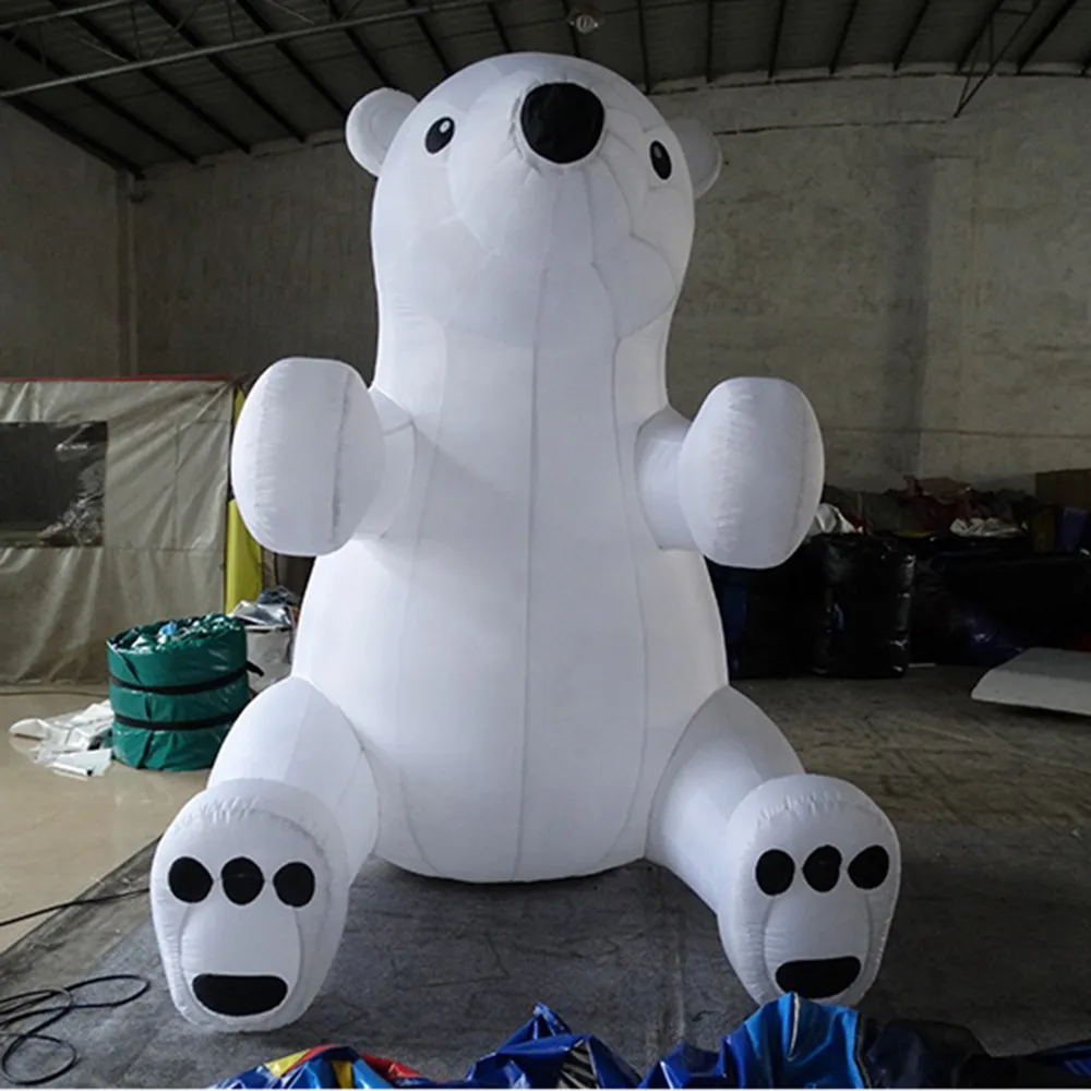 3/4 / 6m alto gigante branco sentado insuflável balão polar urso ao ar livre Anúncio de anúncio de publicidade interior para a fase de evento da parada da cidade decoartion