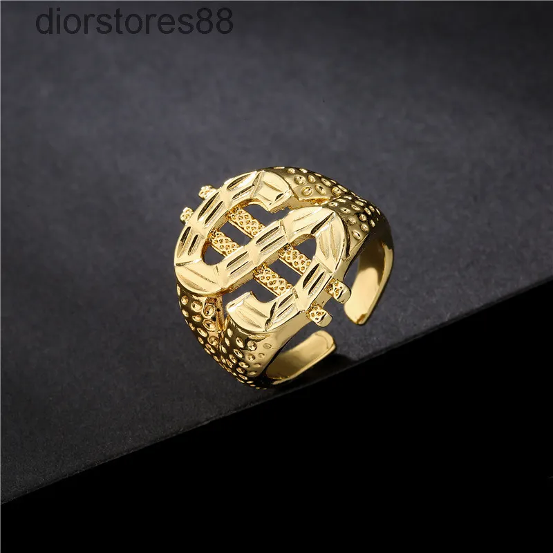 Ring Australian Forntida Fashion Tendsettater Koppar Smycken 18K Guld Elektroplätering Dollar Symbol Modellering