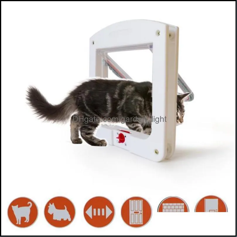 Cat Carriers,Crates & Houses Controllable Pet Entry And Exit Door Safe Hole Supplies Size White