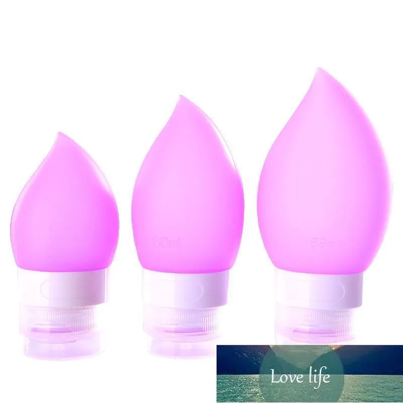 Goutte d'eau bouteille de distribution en silicone ensemble de voyage lotion crème cosmétique shampooing gel douche stockage bouteilles rechargeables pots prix d'usine conception experte qualité