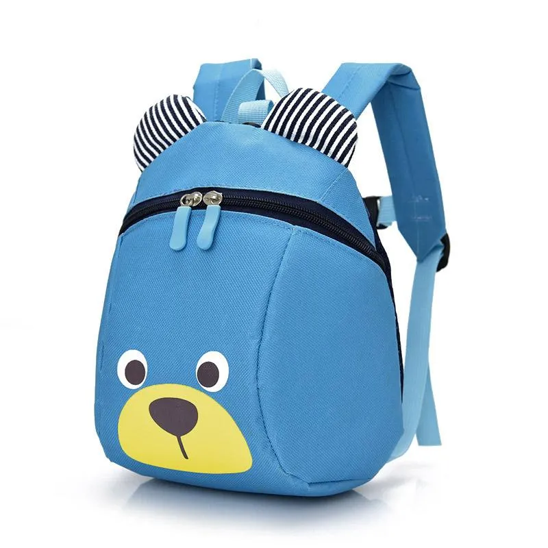 Fashion Children Backpack Anti-lost Canvas Bag Cartoon Animal Bear Pattern Kindergarten Kids Baby School Bags UND Sale