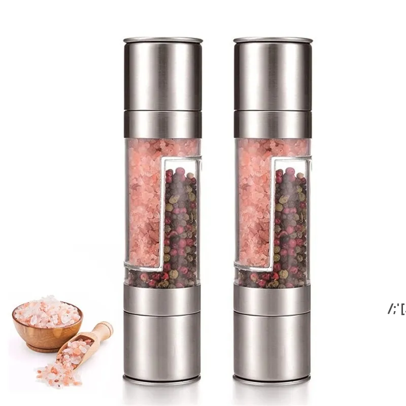 Double-headed Stainless Steel Black Pepper Grinder, Manual Salt And Pepper  Mill With Adjustable Coarseness, Home Kitchen Tool