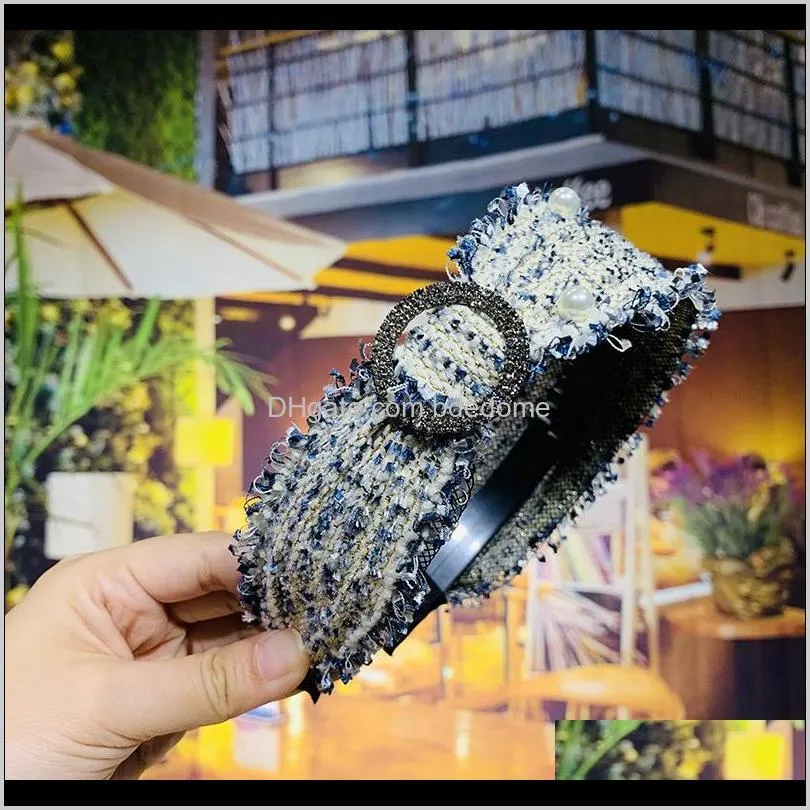 4 colors temperament small fragrance sweet hair card headband female personality korea wide-brimmed fabric diamond flashing press