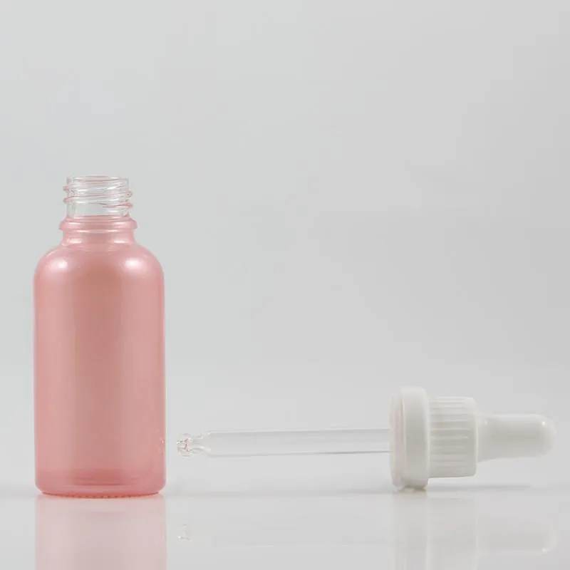 Garrafas de armazenamento Jars de 30 ml de recipiente de embalagem cosmética rosa com conta -gotas brancas