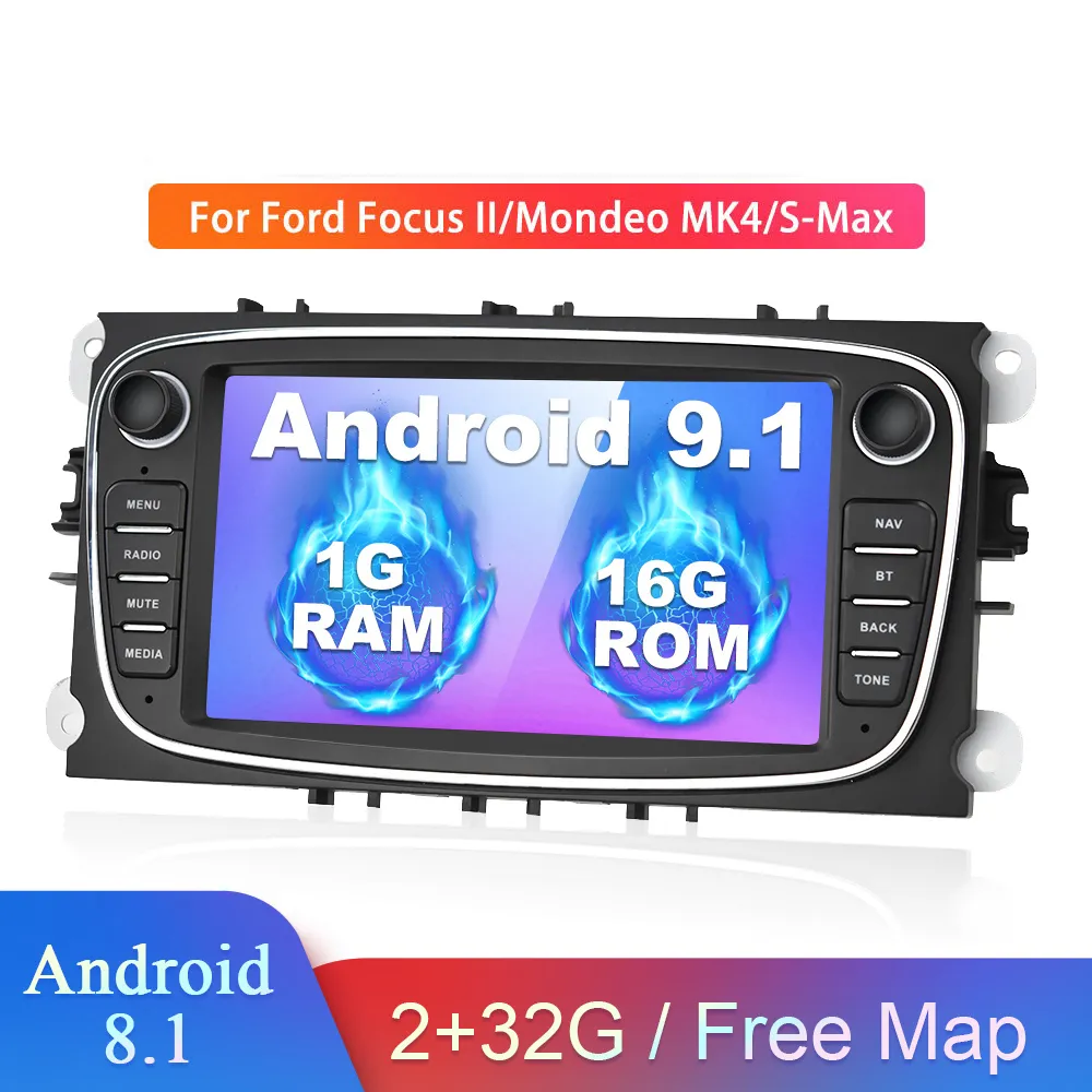 2 Din Android 8.1 Carro Rádio Multimedia Player GPS Autoradio 2din para Ford / Foco II / Mondeo MK4 / S-Max / Galaxy / C-Max / Kuga