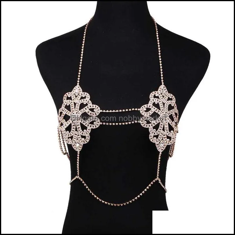 Best lady 2017 Sexy Women Love Rhinestone Bra Brassiere Body Necklace Chain Summer Hot Fashion Statement Necklace Jewelry 4468