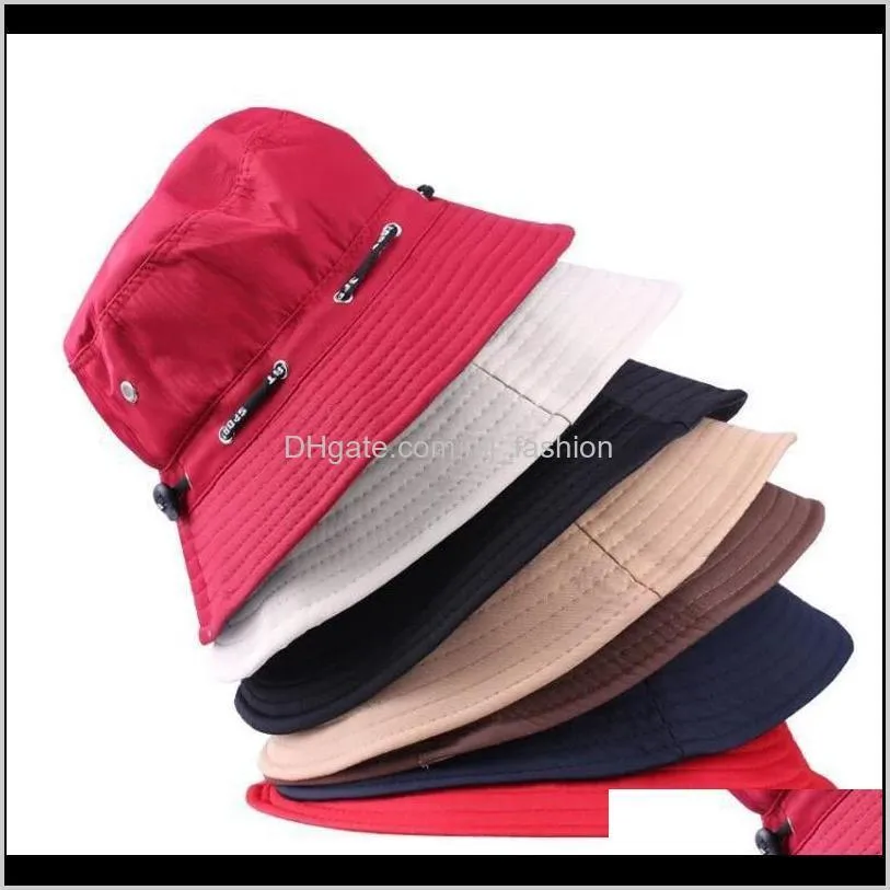 cap travel fisherman leisure bucket hats solid color fashion men women flat top wide brim cap for outdoor sports cap