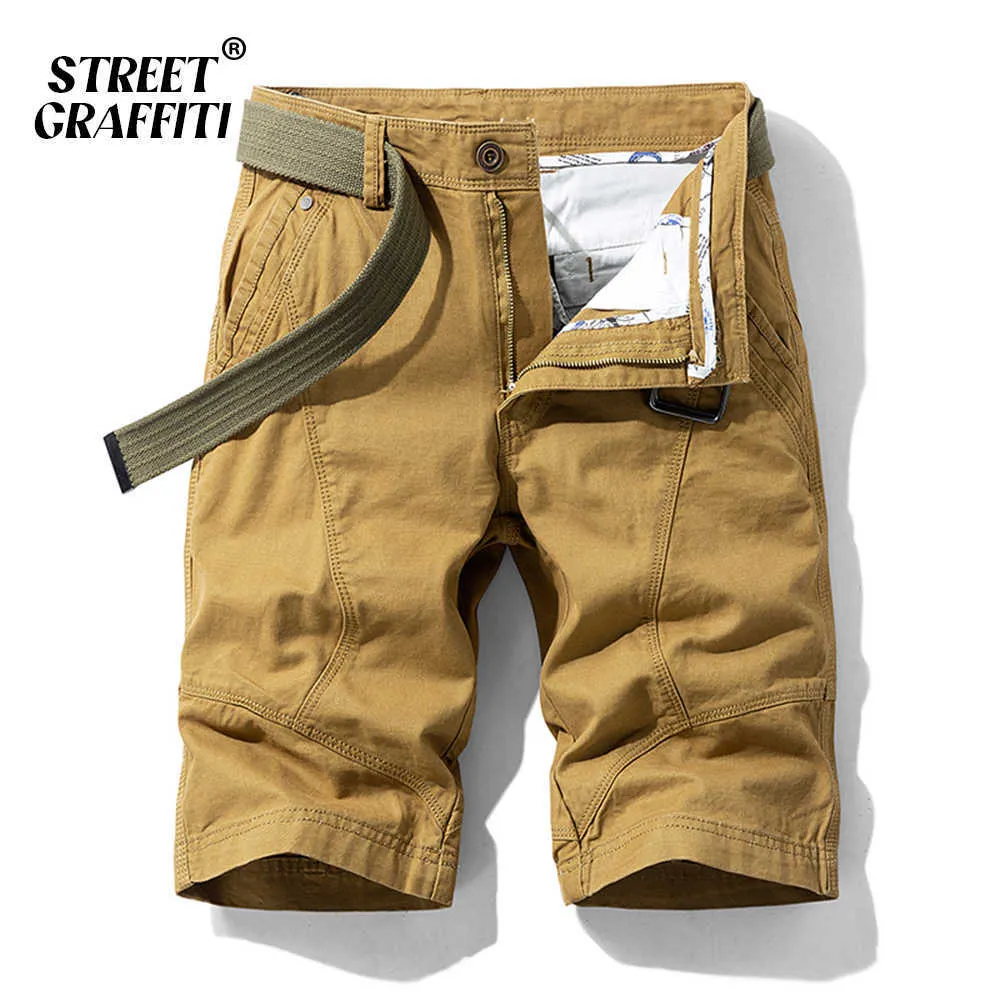 2021 Nouveau printemps été hommes coton imprimé cargo shorts rayé vêtements jeans solide décontracté denim social plage pantalon coupe décontractée x0705