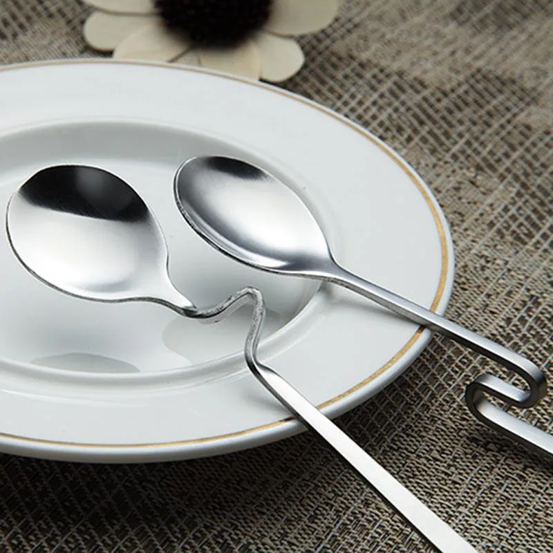Cucchiai 1 pz piegare cucchiaio da caffè in acciaio inossidabile cucchiaio da dessert cucina miscelazione agitare forchetta da insalata accessori per la tavola