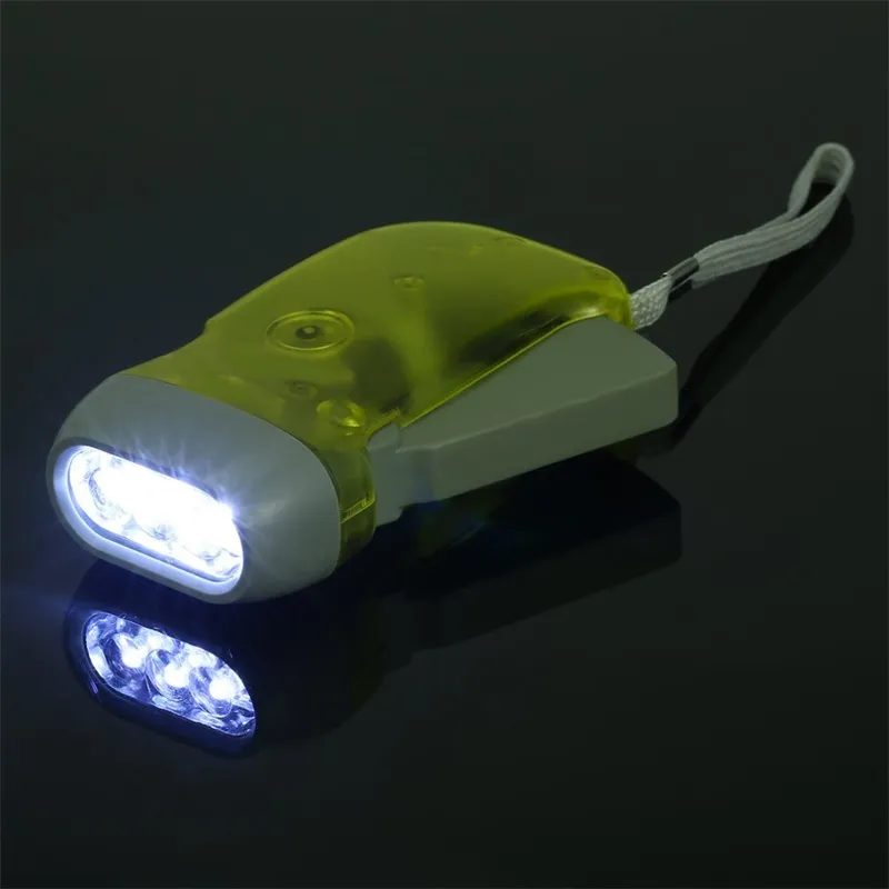 LED Gadget 3 Leds Hand Pressing Dynamo Crank Power Wind Up Flashlight Torch Lamp For Outdoor Home