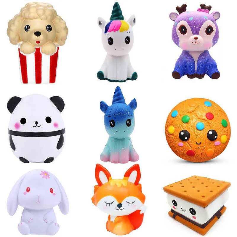 Jumbo Kawaii Popcorn Torta Unicorno Squishy Ciambella Frutta Squishi Lento Aumento Alleviare Lo Stress Spremere Giocattoli per Bambini Bambini Carisma Regalo Y1210