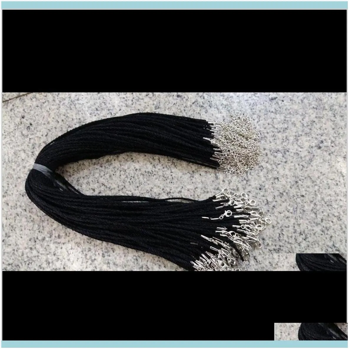 100Pcs Black Satin Silk Necklace Cord 2.0Mm/18``With 2`` Extension Chain Lead&Nickel