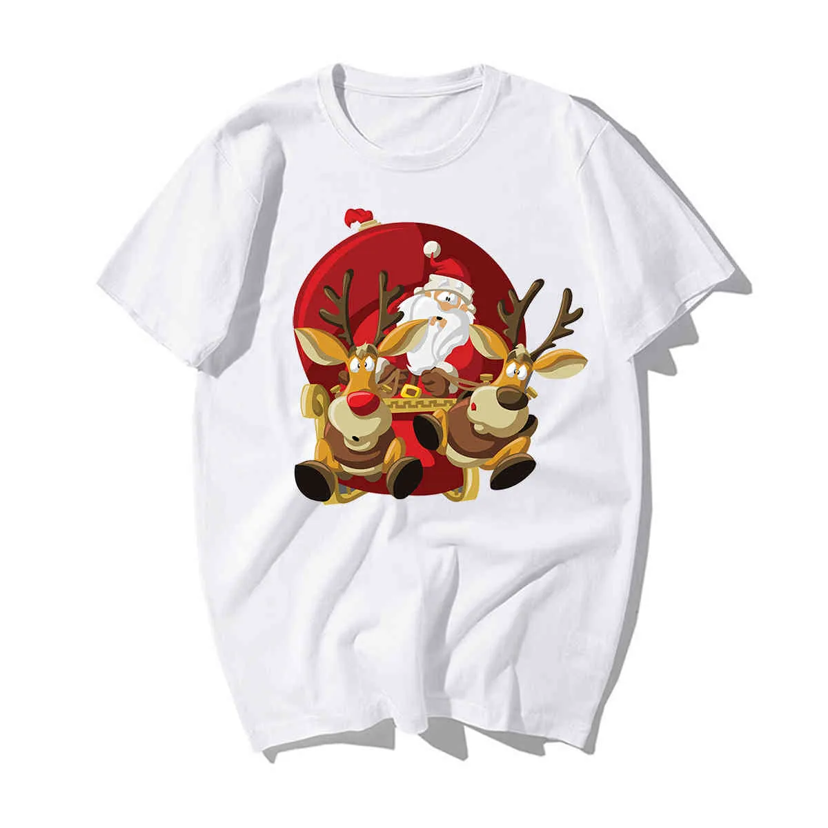 Funny Santa Claus Reindeer T-Shirt Happy New Year T-shirts Men Merry Christmas Tshirts Casual Cotton Xmas Lovers Gift Tshirt Men