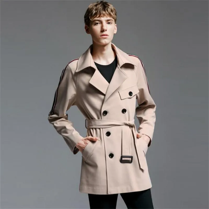 Trench da uomo Uomo Uomo Splicing Abbigliamento Primavera Autunno Cappotto sottile Manica lunga Abrigo Hombre Invierno Elegante Designer