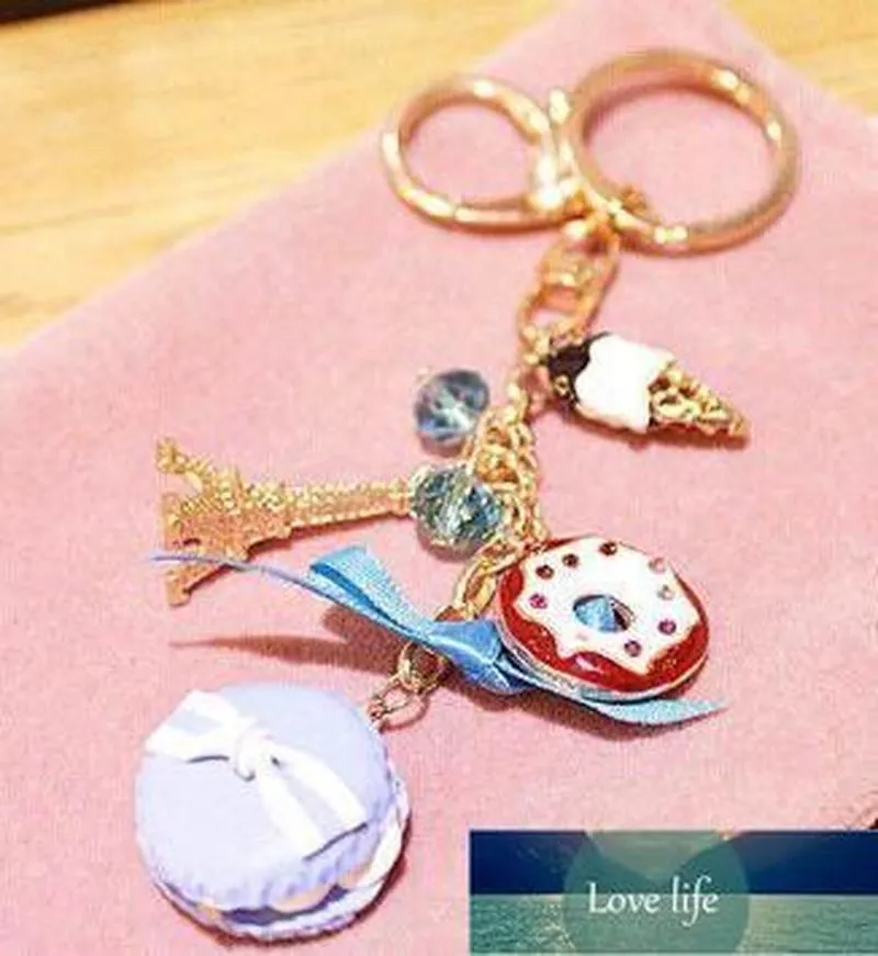 Gift Macarons Cake Keychain Fur Pompon Pompom Key Chain France