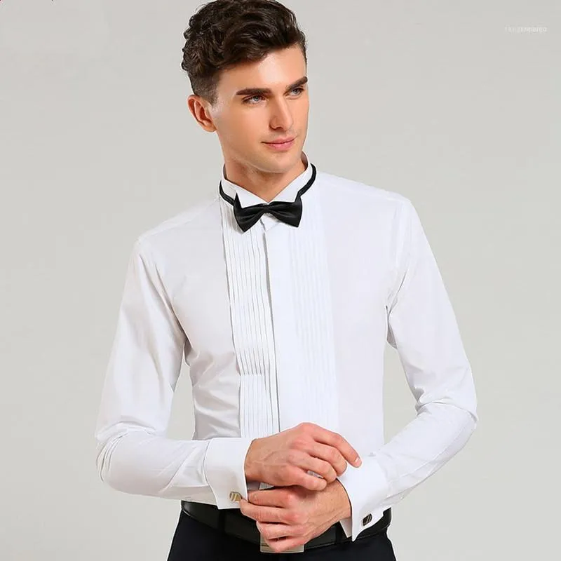 Franse Manchet Shirts Lange Mouw Smoking Shirt Wit Zwart Roze Party Bruiloft Mannelijke Jurk Mode Mannen Kleding1 Heren