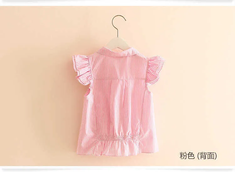  Summer Stripe Butterfly Sleeve Girls Clothing Baby Child Short-Sleeve Shirt (7)