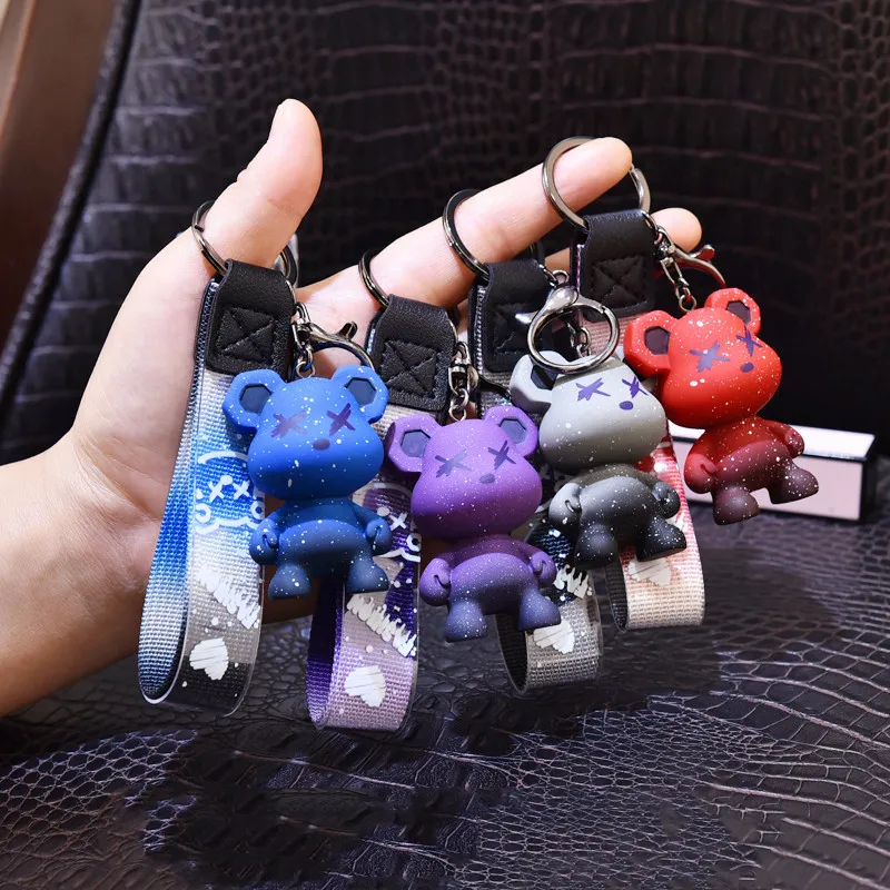 Fashion Keychains Creative resin chameleon Bear keychain Car key pendant cute bag pendant