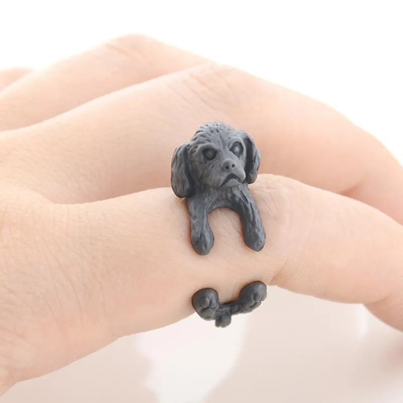DHgate Vintage Silver Shih Tzu Lhasa Apso Puppy Wrap Ring Gift for Dog Lovers Jewelry