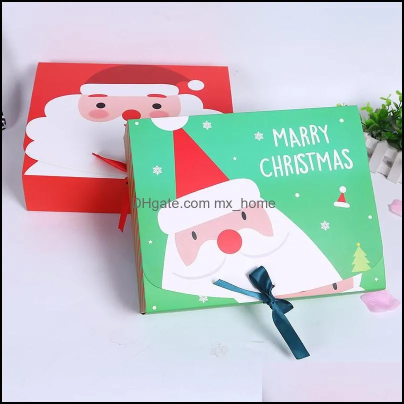 Christmas Eve Big Gift Box Santa Claus Fairy Design Kraft Paper Card Present Party Favor Activity Red Green Gifts Package Boxes