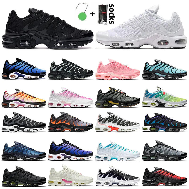 Plus tn Men Running Shoes Outdoor Sneakers Atlanta Kaomoji Triple White volt Red black gradient Oreo Hyper Blue Web Sports Women Trainers Size 36-46