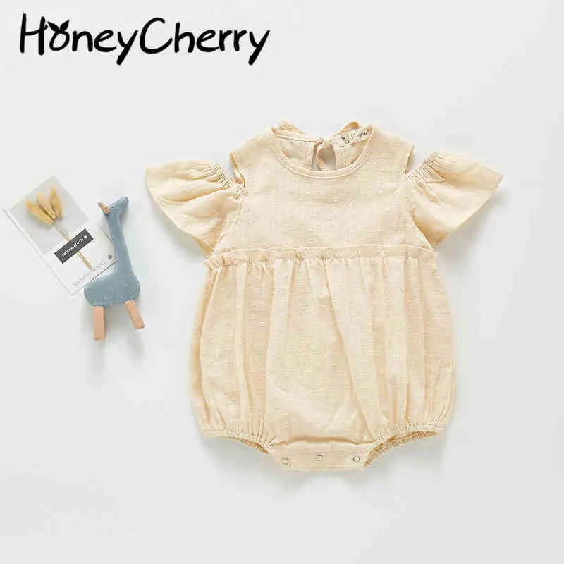 The summer sweet off-the-shoulder casual Bodysuit baby girls clothes born girl 210515