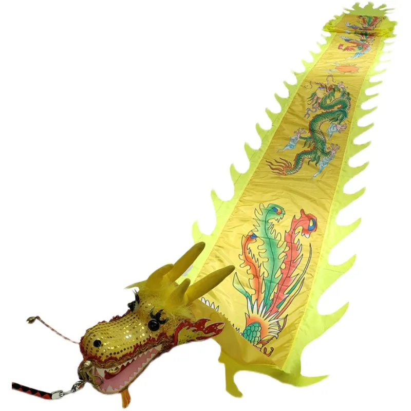 Red Yellow Chinese Dragon Dance Props Festival Party Celebration Fitness Dragons Accessoriies Supplies New Year Gift Traditional Performance