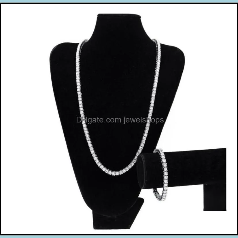 Earrings & Necklace Jewelry Sets 2021 Design Sparking Bling Crystal Cz Station Chain 30 8 Set Whole Top Quality Me3150