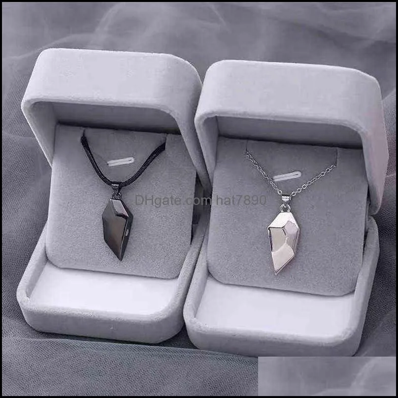 Anhänger Halsketten Anhänger Schmuck 1 Paar magnetische Paar Halskette für Liebhaber Gothic Punk Herz Männer Hochzeit Valentinstag Geschenk Drop Delive