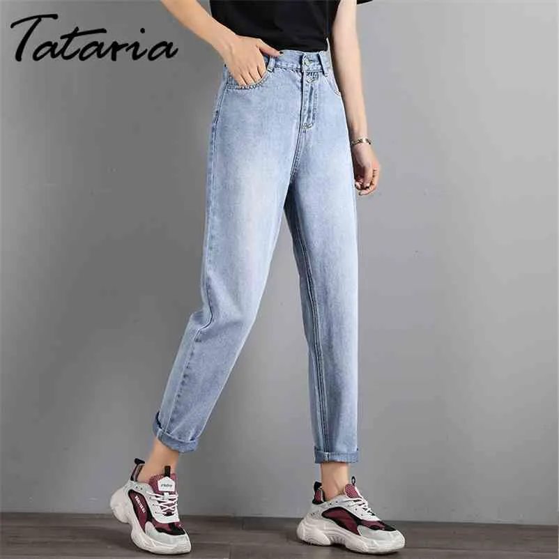 1 Autumn Jeans for Women High Waist Ankle Length Denim PANT Casual Boyfriend Harem Loose Vintage 210514