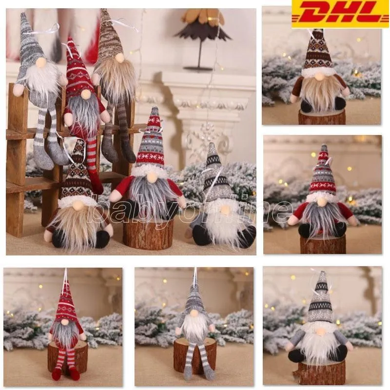 Fest juldekoration ornament stickad plysch gnom docka heminredning vägg hängande hänge semester party barn doll presenter