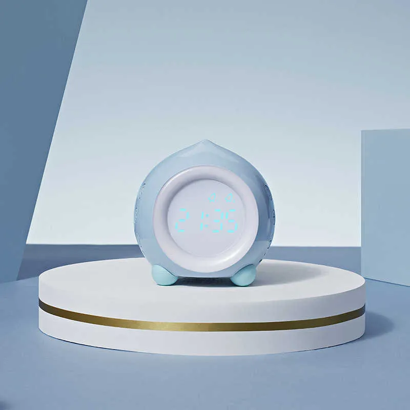 Reloj despertador Digital para niños, Despertador con luz nocturna de 7  colores, detección de temperatura, bonito despertador
