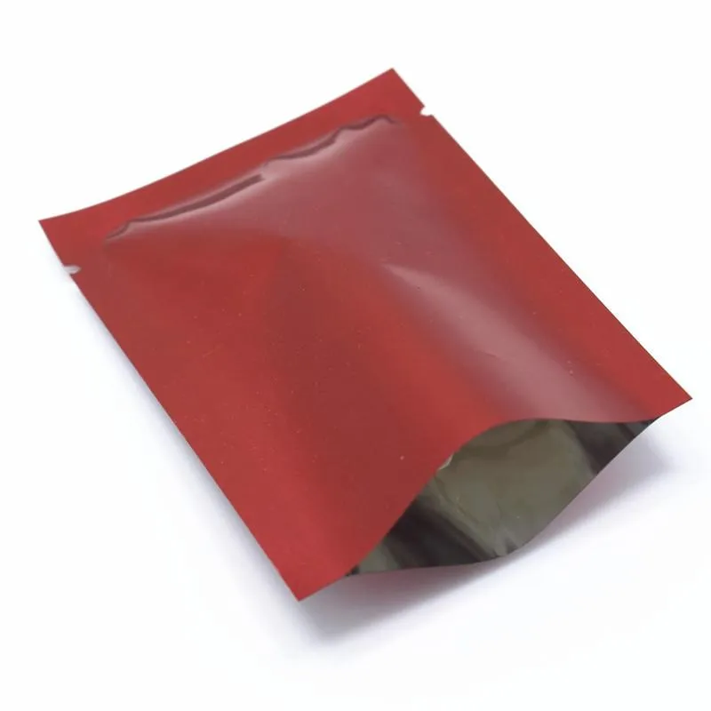 2021 400Pcs/Lot Red Open Top Aluminum Foil Vacuum Food Storage Packing Bags For Nuts Snack Tea Packing Heat Seal Mylar Pouches Bag