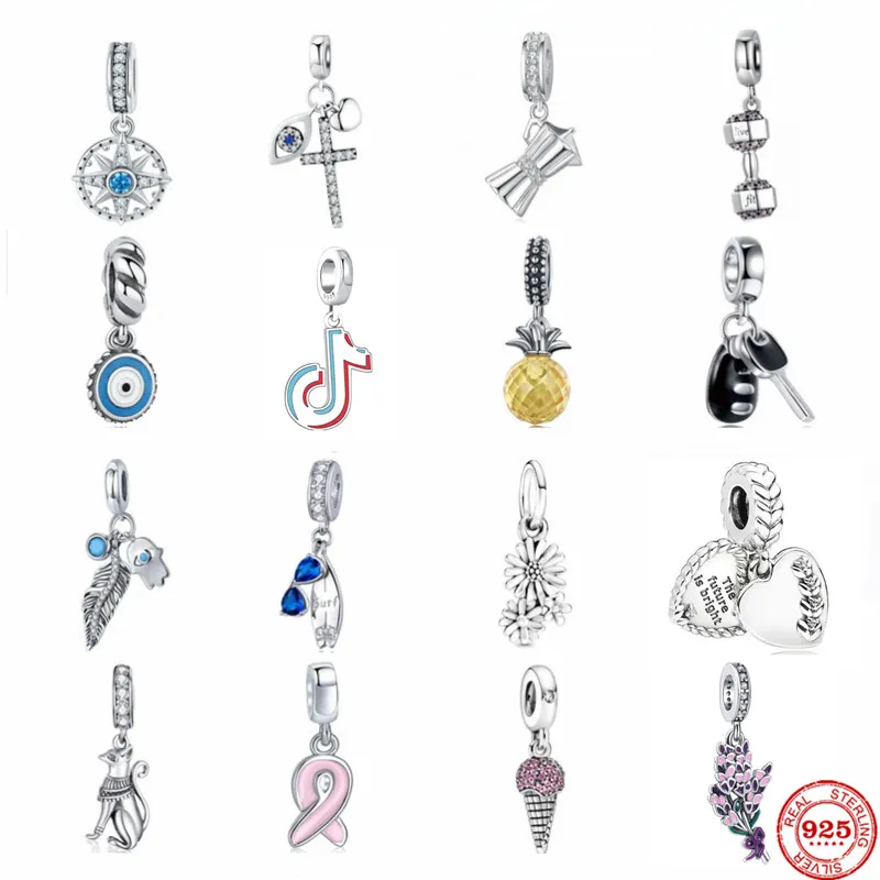 Bela flâmula borboleta borboleta pingente de pingente novo apto 925 prata pandora pandora original bracelete charme cordão para mulheres diy jóias