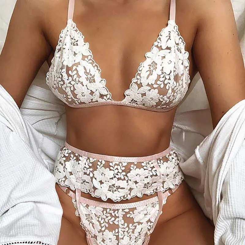 Sexe set moderne broderie lingerie set femmes soutiens de soutien-gorge