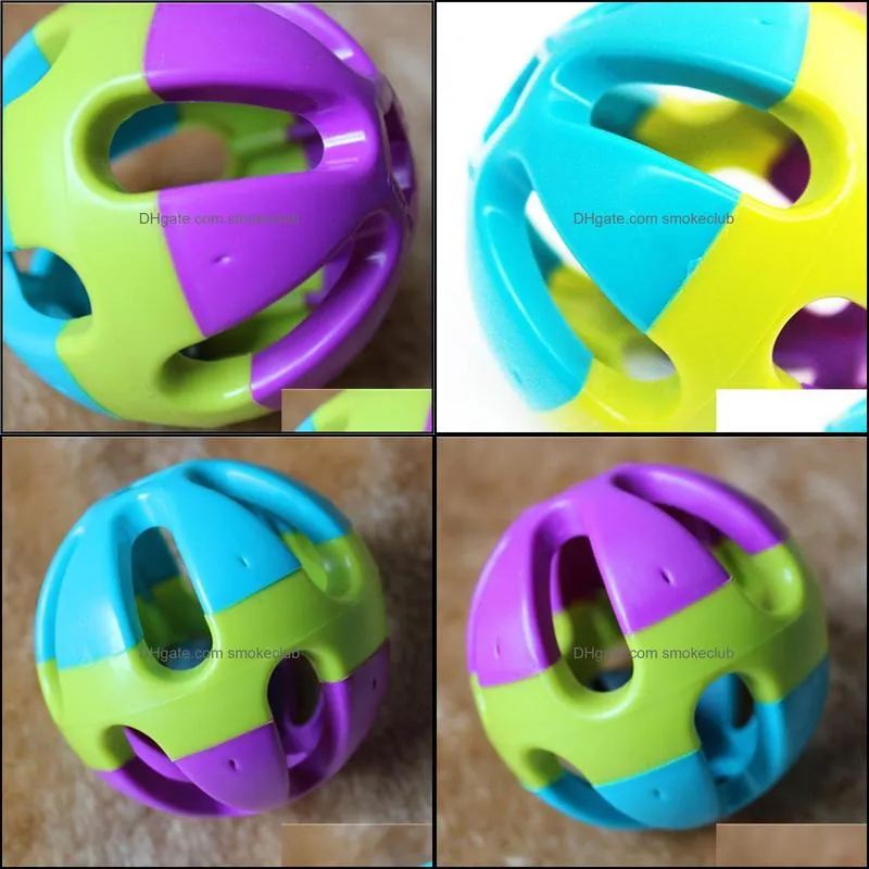 Cat Toys Colorful Plastic Ball Cats Dog Toy With Bell Bite Resistant Supply For Dogs Puppy Kitten