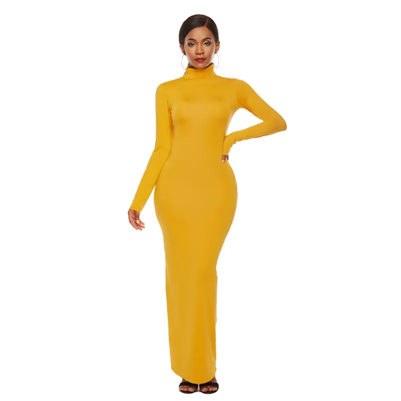 knee length dresses for ladies Women's Caitlyn Bodycon Long Sleeved Mesh Maxi Dress Customize Yellow Mean Blvd