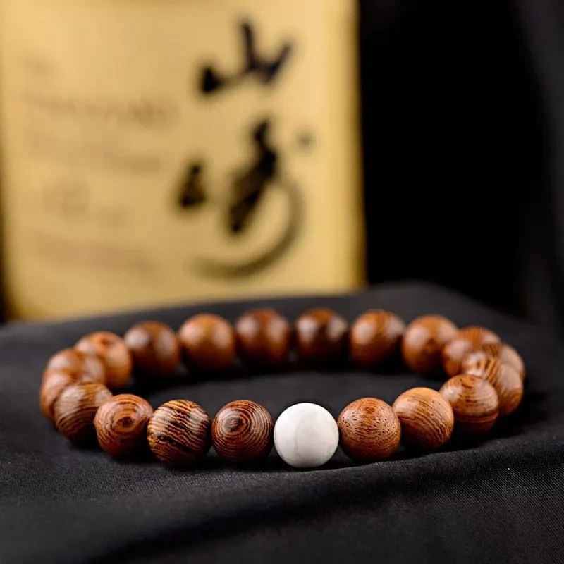 2021 10mm Buddhist prayer Natural Wood Beads Buddha Bracelet Men Lava Stone stretch Strand Bracelet&Bangles Jewelry pulseira