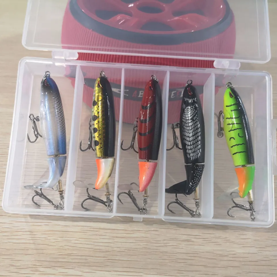 Whopper Fishing Lure Topwater Rotating Tail Saltvatten Fiske Lures Konstgjorda Bait Hard Hooks Bass Fishing Tackle