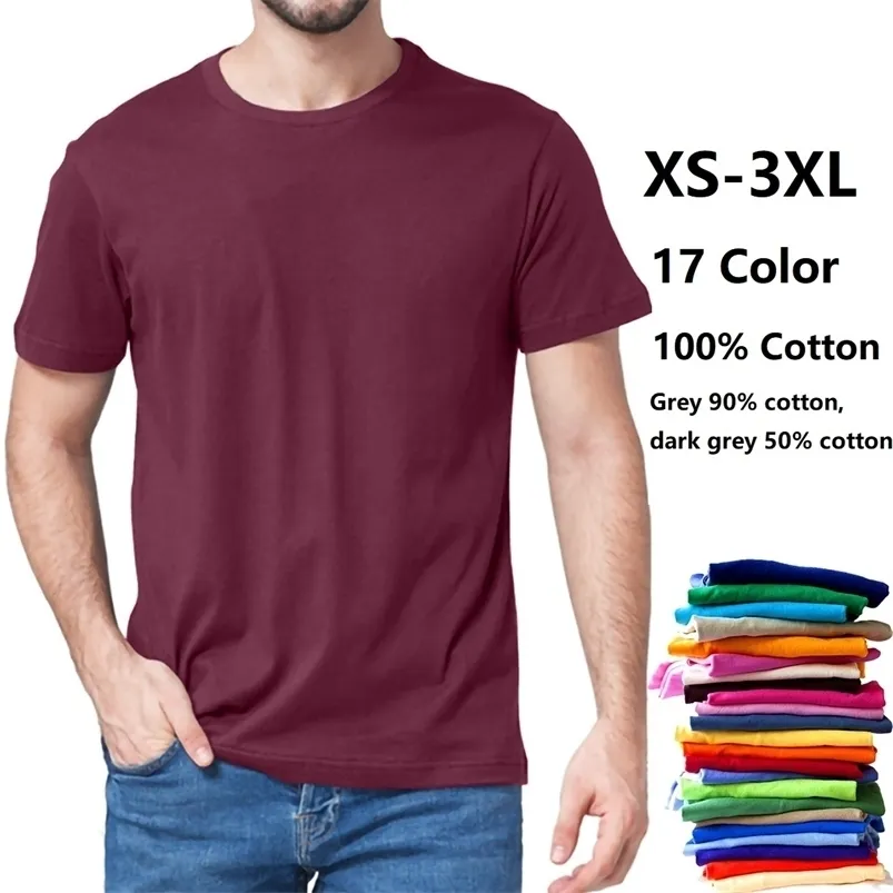 Sommar tunn bomull Unisex T-shirt Män 100% Solid Casual Toppar Crew-neck Kortärmad Manlig Tshirt Andas utslagsplatser 210706
