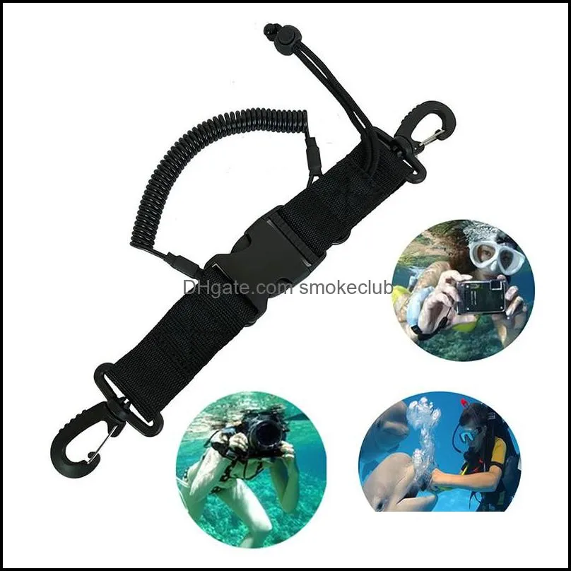 Spring Rope Hook Diving Camera Anti Lose Small Light Portable String Length Adjustable Black Practical PU Plastic Cord 10sjD1