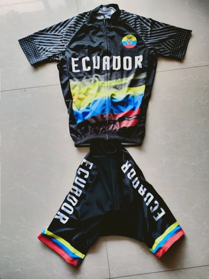 Maglia da ciclismo a manica corta di alta qualità Ecuador 2024 brillante Set abbigliamento mtb da strada pro team