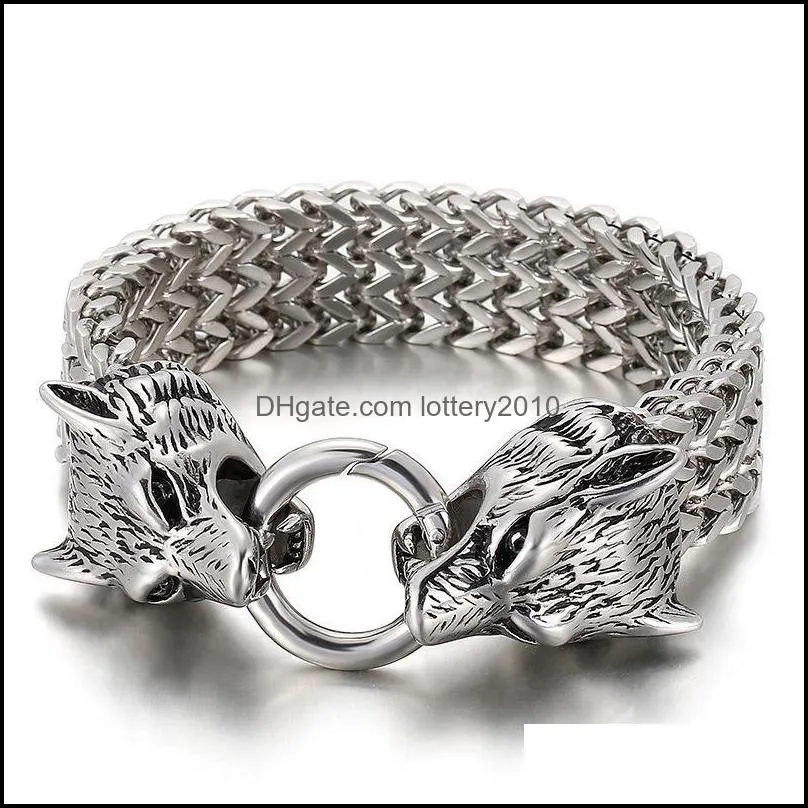 Listing European And American Punk Trendy Titanium Steel Creative Wolf Head Bracelet Link, Chain