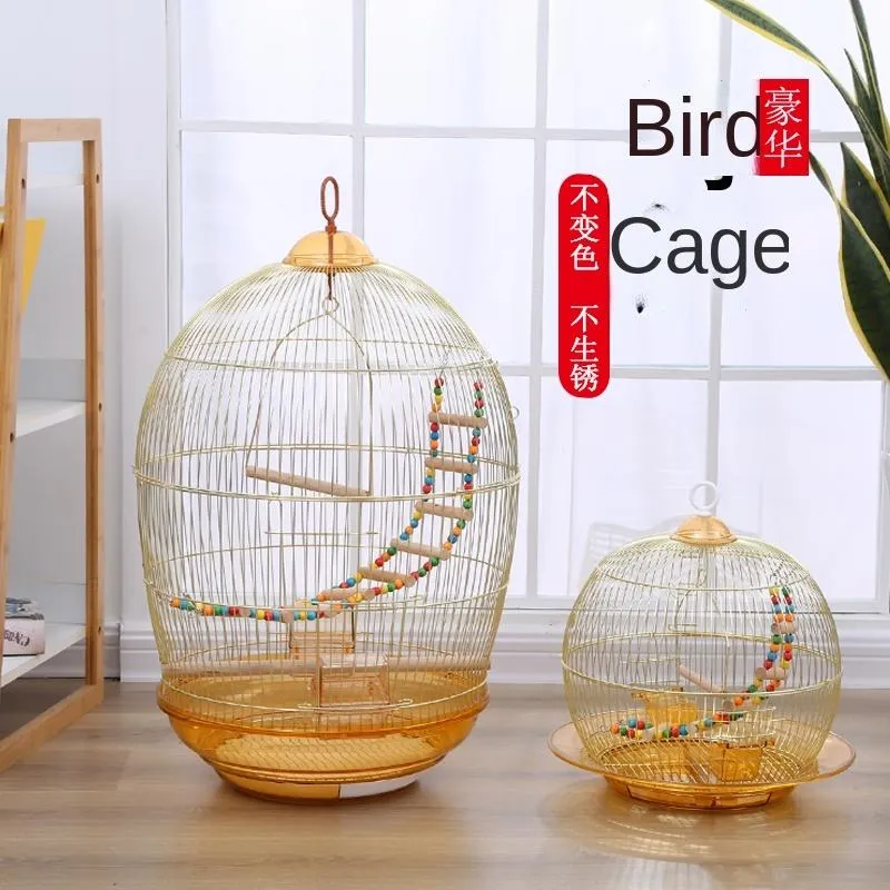 Bird Cage Accessories Online Luxury Golden Starling Ornamental Metal Cage Tiger Skin Xuanfeng
