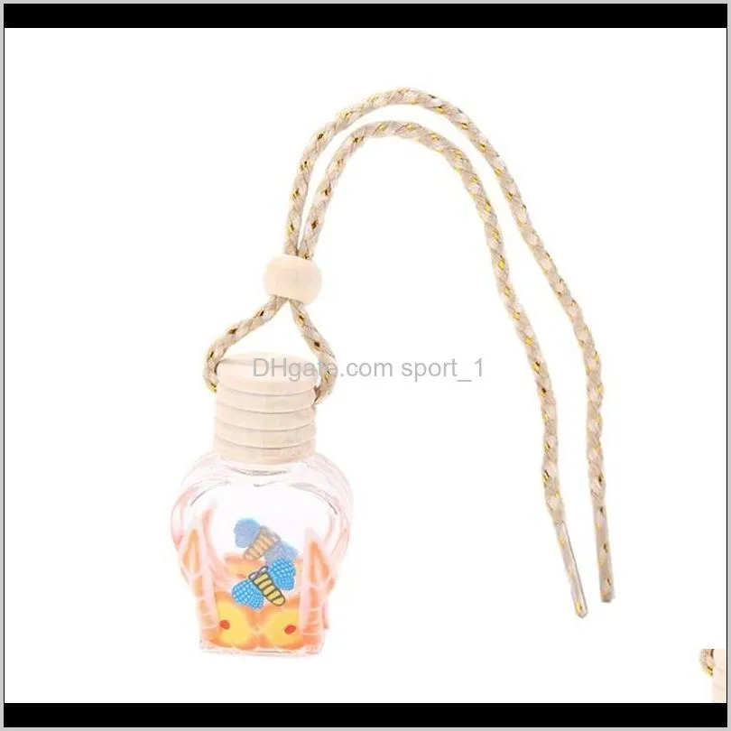 colorful car perfume bottle pendant essential oil diffuser ornaments air freshener pendant empty perfume glass bottle