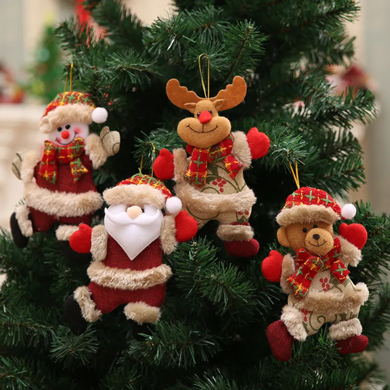 Christmas doll hangs Ornaments DIY Xmas Gift Santa Claus Snowman Tree Pendant Dolls Hang Decorations for Home Noel Natal WLL547