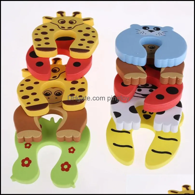 10pcs/set Baby Safety Locks Cartoon Animal Jammers Stopper Children Guards Door Holder Kids Finger Protector