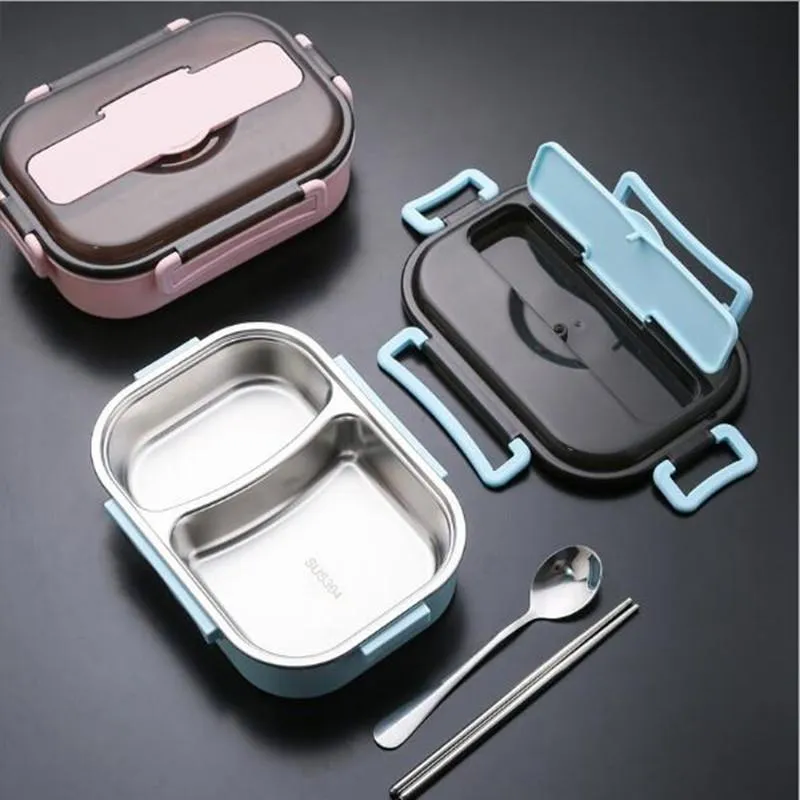 Dinnerware Sets 304 Stainless Steel Lunch Box Japanese Style Compartment Bento Kitchen Leakproof Eco Friendly Container For Kids